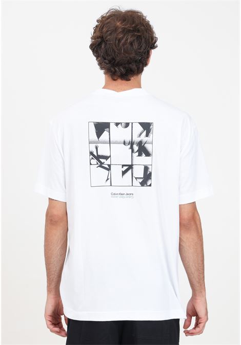 T-shirt a manica corta bianca da uomo con maxi stampa CALVIN KLEIN JEANS | J30J325688YAFYAF